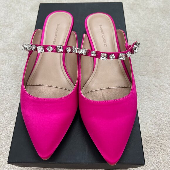 Banana Republic Fuchsia Embellished Strap Mule Flats – Size 7 - Picture 1 of 5